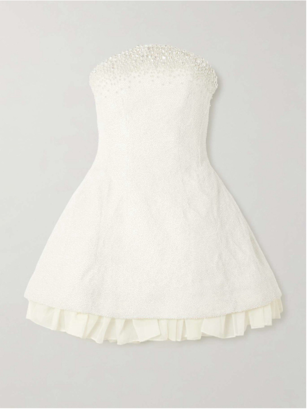 Clio Peppiatt Olympia Strapless Faux Pearl Embellished Stretch Tulle Mini Dress